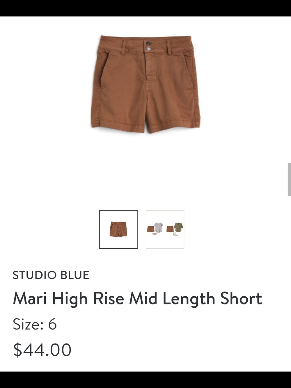 Studio Blue Mari High Rise Mid-Length Shorts — Brown